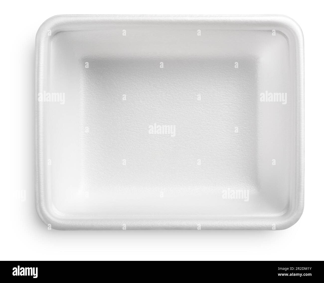 Placa de plástico blanco o contenedor de alimentos de espuma de poliestireno aislado en fondo blanco con ruta de recorte Foto de stock