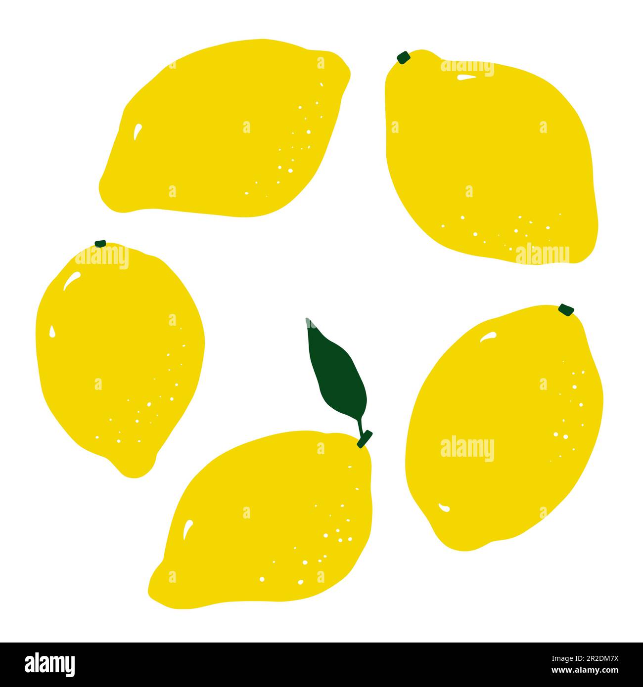 Limón amarillo de dibujos animados. Dibujado a mano cítricos aislados sobre fondo blanco. La fruta deliciosa es un símbolo del verano, la nutrición sana, la comida natural. Ingred Ilustración del Vector