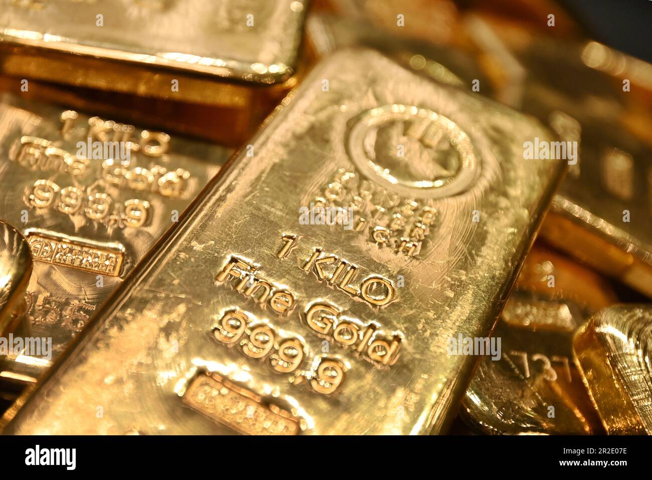 Munich, Alemania. 19th de mayo de 2023. Barras de oro de 1kg kg por valor  de aproximadamente 60.000 euros cada una, oro, oro fino 999,9 metal  precioso, inversión, registro de la propiedad