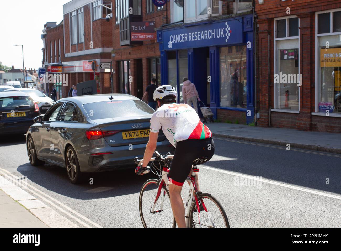 Noticias de Transporte y Medio Ambiente. Maldon, Essex, Gran Bretaña. 20/05/2023. Un número creciente de ciclistas está utilizando las carreteras británicas, reduciendo su huella de carbono y las emisiones de CO2. Helen Cowles / Alamy Live News Foto de stock