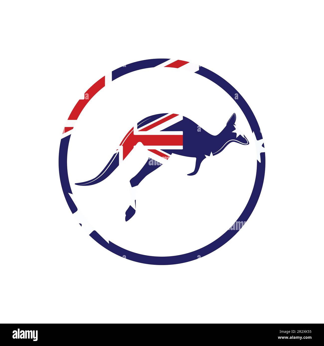 Kangaroo Jumping logo plantilla bandera australiana. Ilustración del Vector