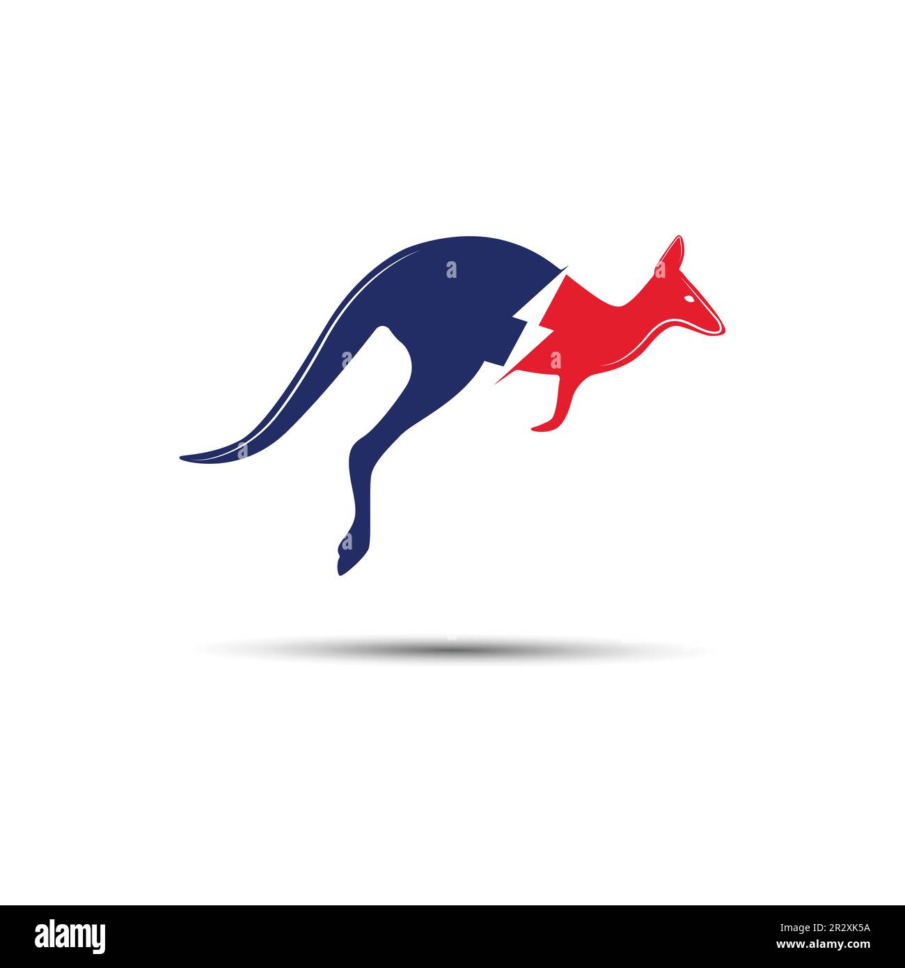 Kangaroo Jumping logo plantilla ilustración vectorial cortado con rayo. Ilustración del Vector