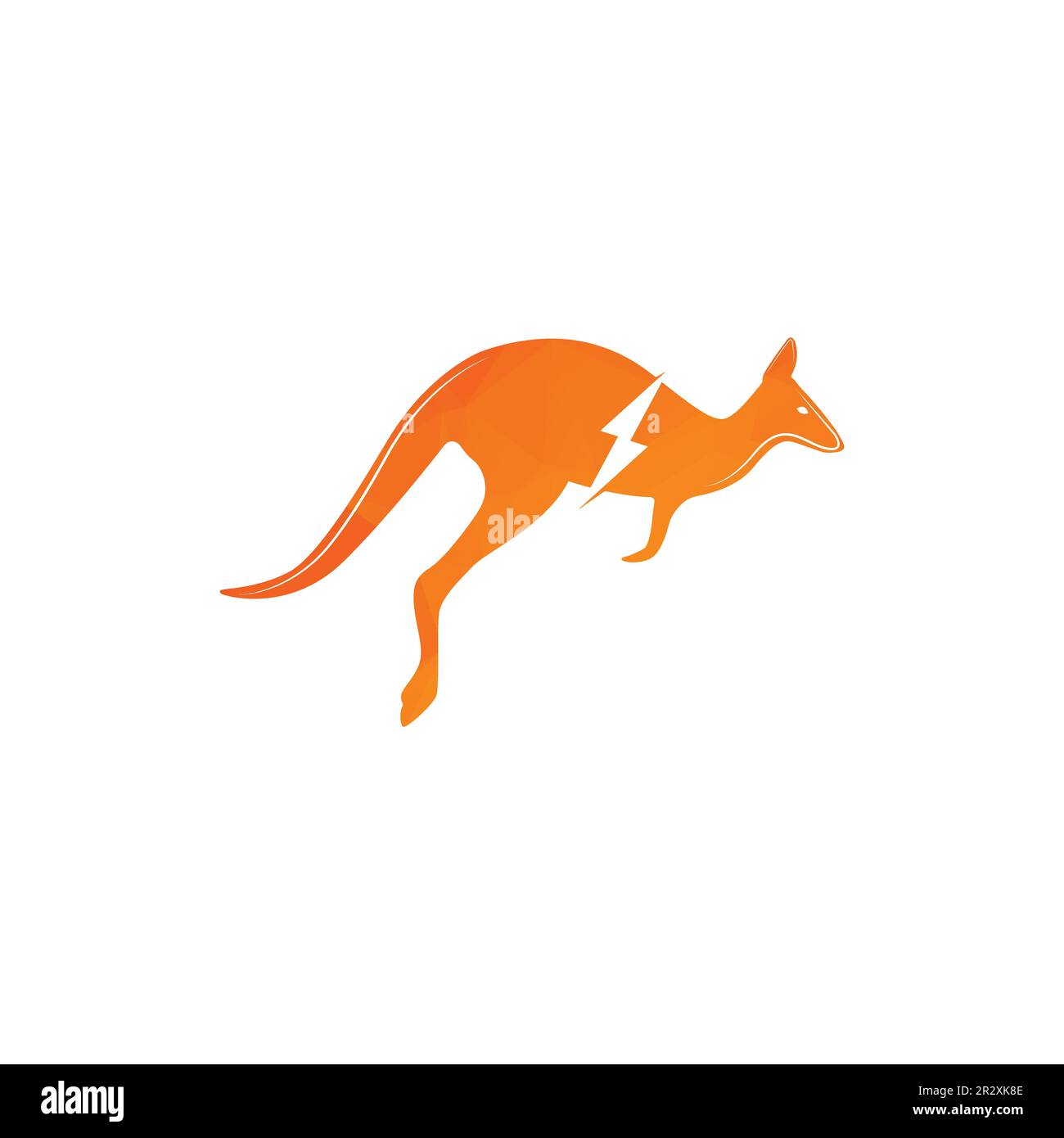 Kangaroo Jumping logo plantilla ilustración vectorial cortado con rayo. Ilustración del Vector