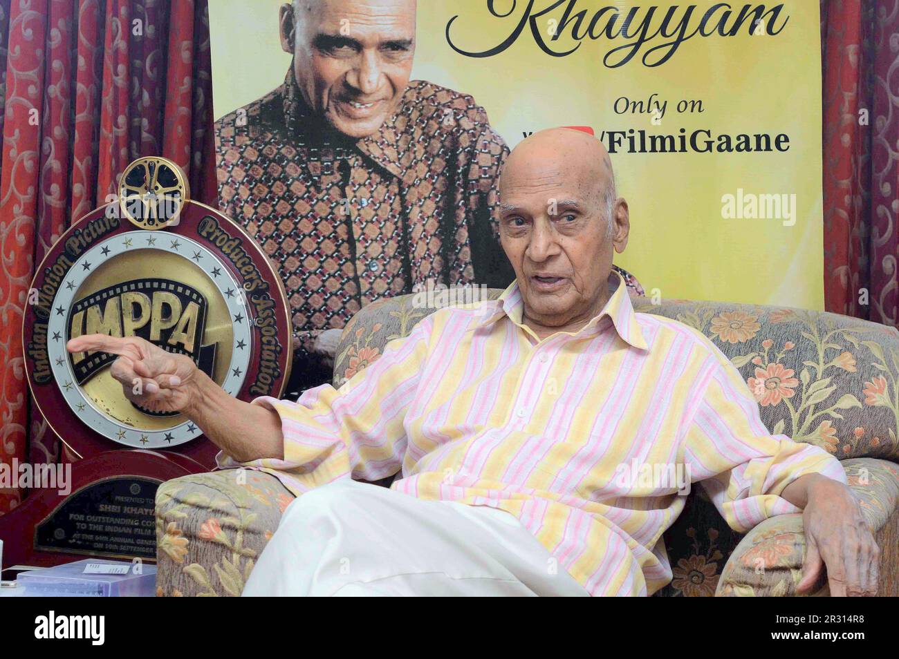 Khayyam, Mohammed Zahur Khayyam Hashmi, director musical indio, Mumbai, India, 27 de mayo de 2017 Foto de stock