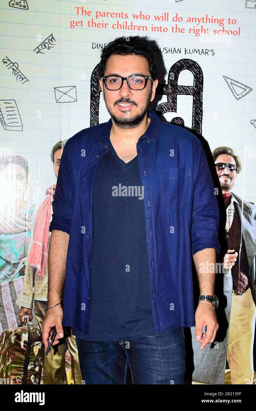 Dinesh Vijan, productor de cine indio, director indio, Hindi Medium, lanzamiento de la película, Mumbai, India, 15 de mayo de 2017 Foto de stock