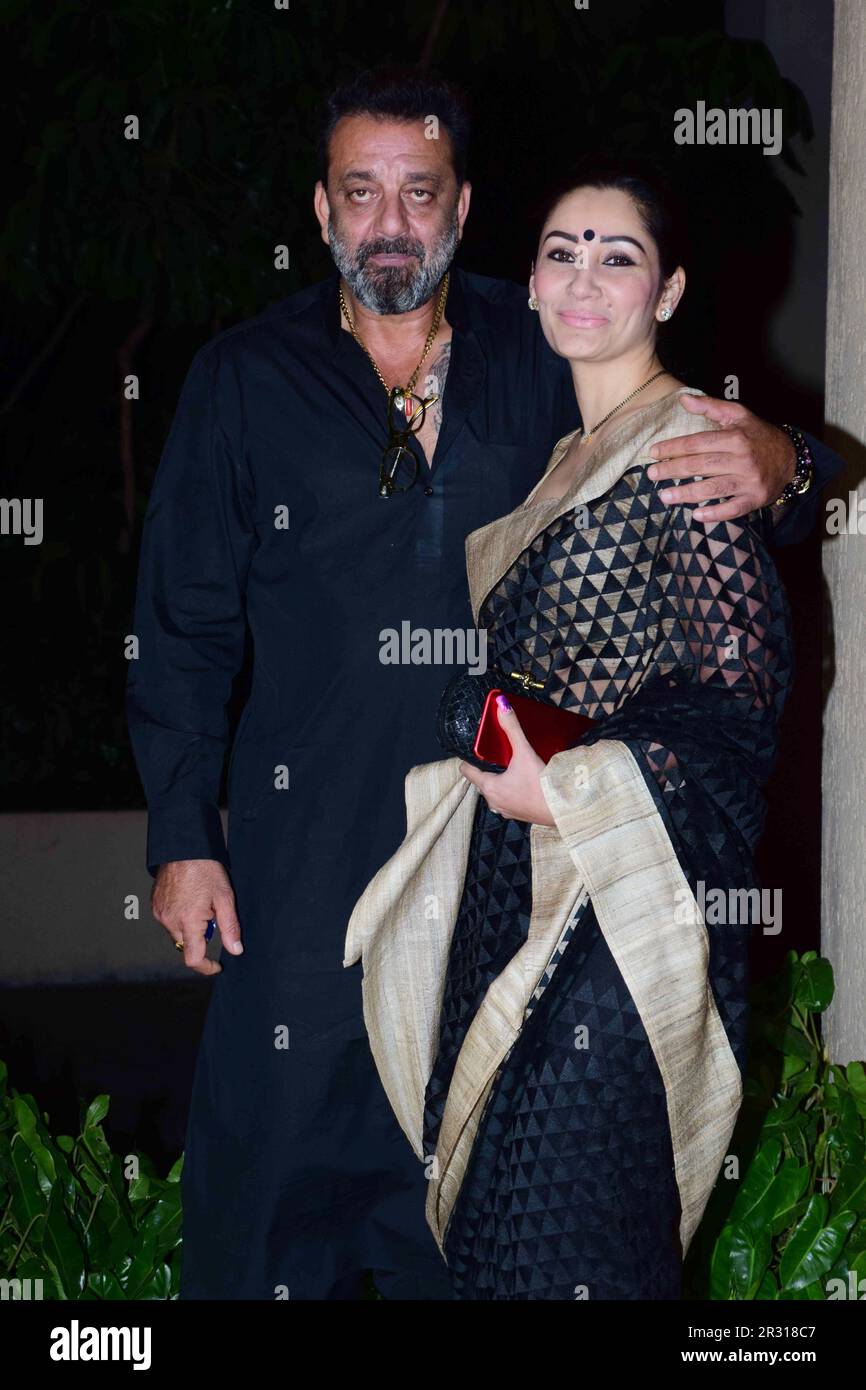 Sanjay Dutt, Sanjay Balraj Dutt, actor indio, esposa, Manyata Dutt, Bhoomi, Mumbai, India, 5 de mayo de 2017 Foto de stock