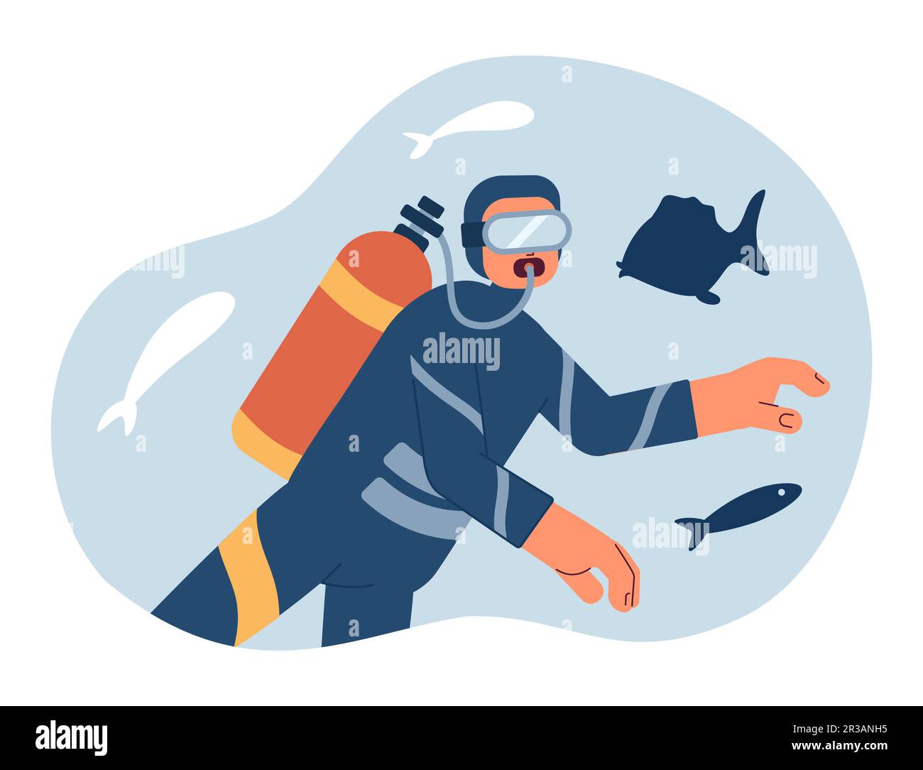 Imagen de héroe conceptual de buceo subacuático Ilustración del Vector