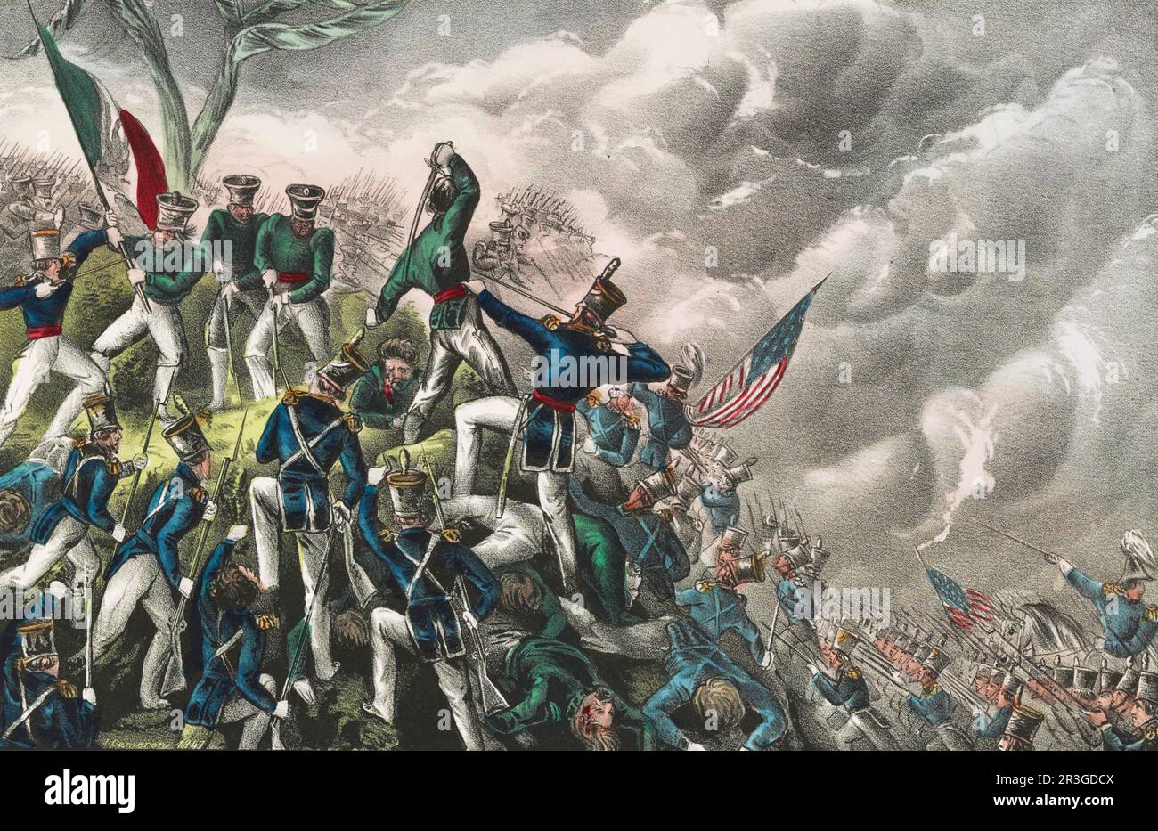 18 de abril de 1847 - Batalla de Cerro Gordo durante la Guerra México-Americana. Foto de stock