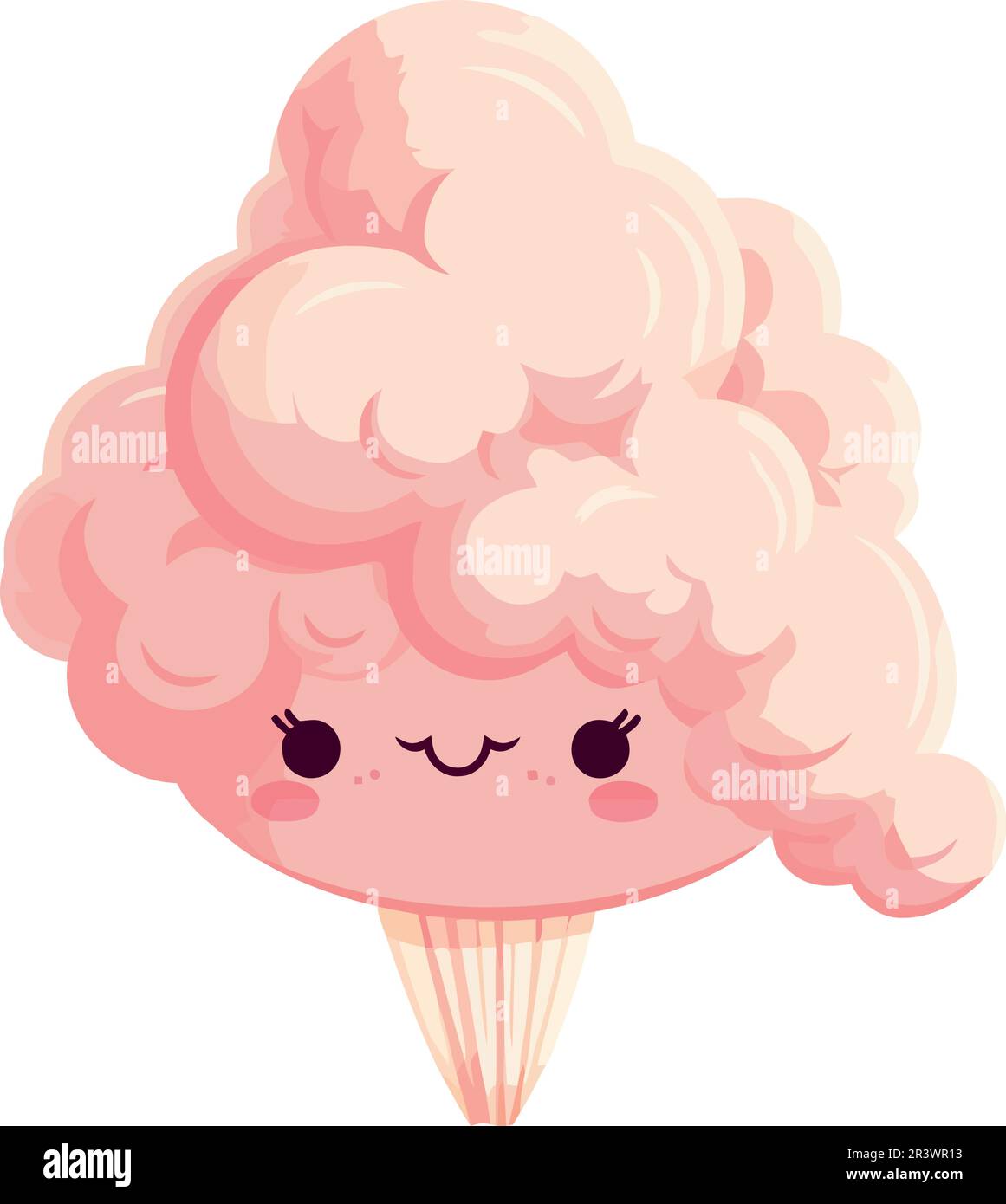 dulce algodón azúcar kawaii carácter rosa Imagen Vector de stock - Alamy