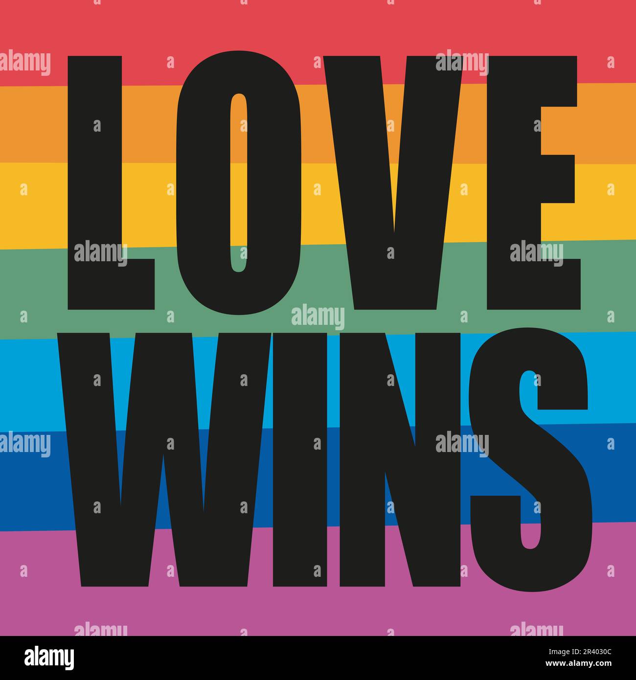 El amor gana. Ilustración vectorial del desfile del Orgullo. Comunidad LGBT rainbow Ilustración del Vector