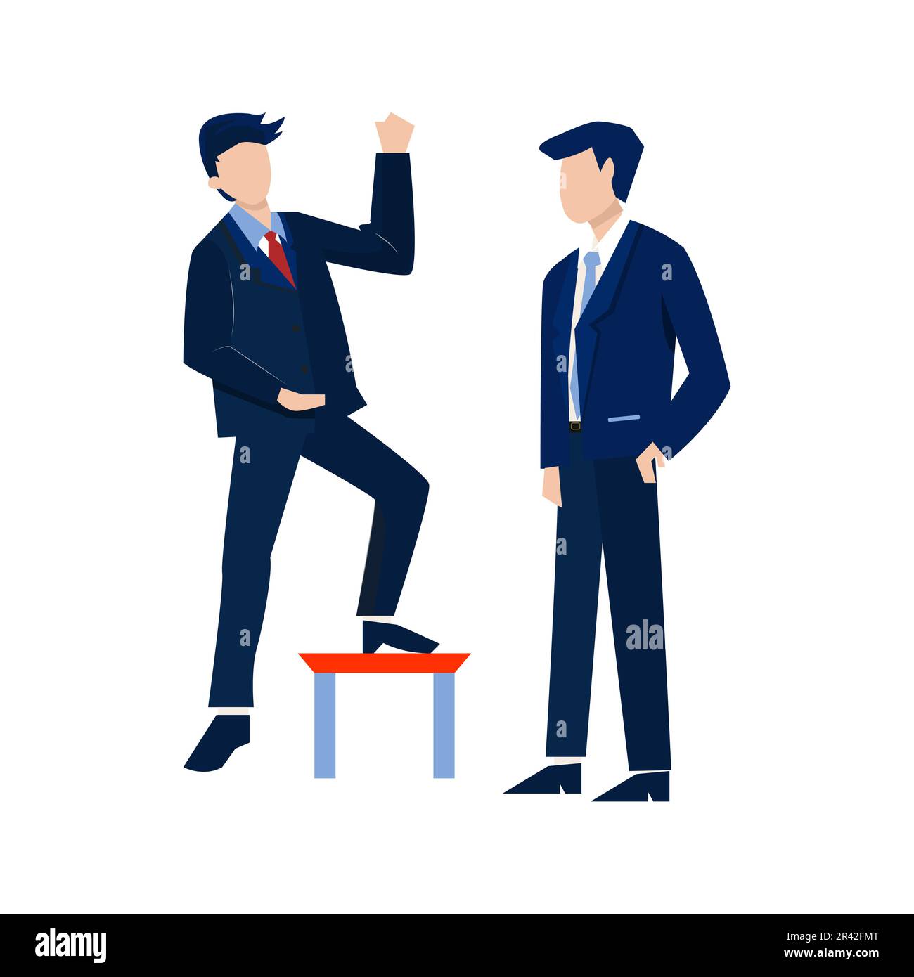 Empresario juguetón jefe y hombre de negocios en un traje de negocios. Ilustración vectorial plana. Ilustración del Vector