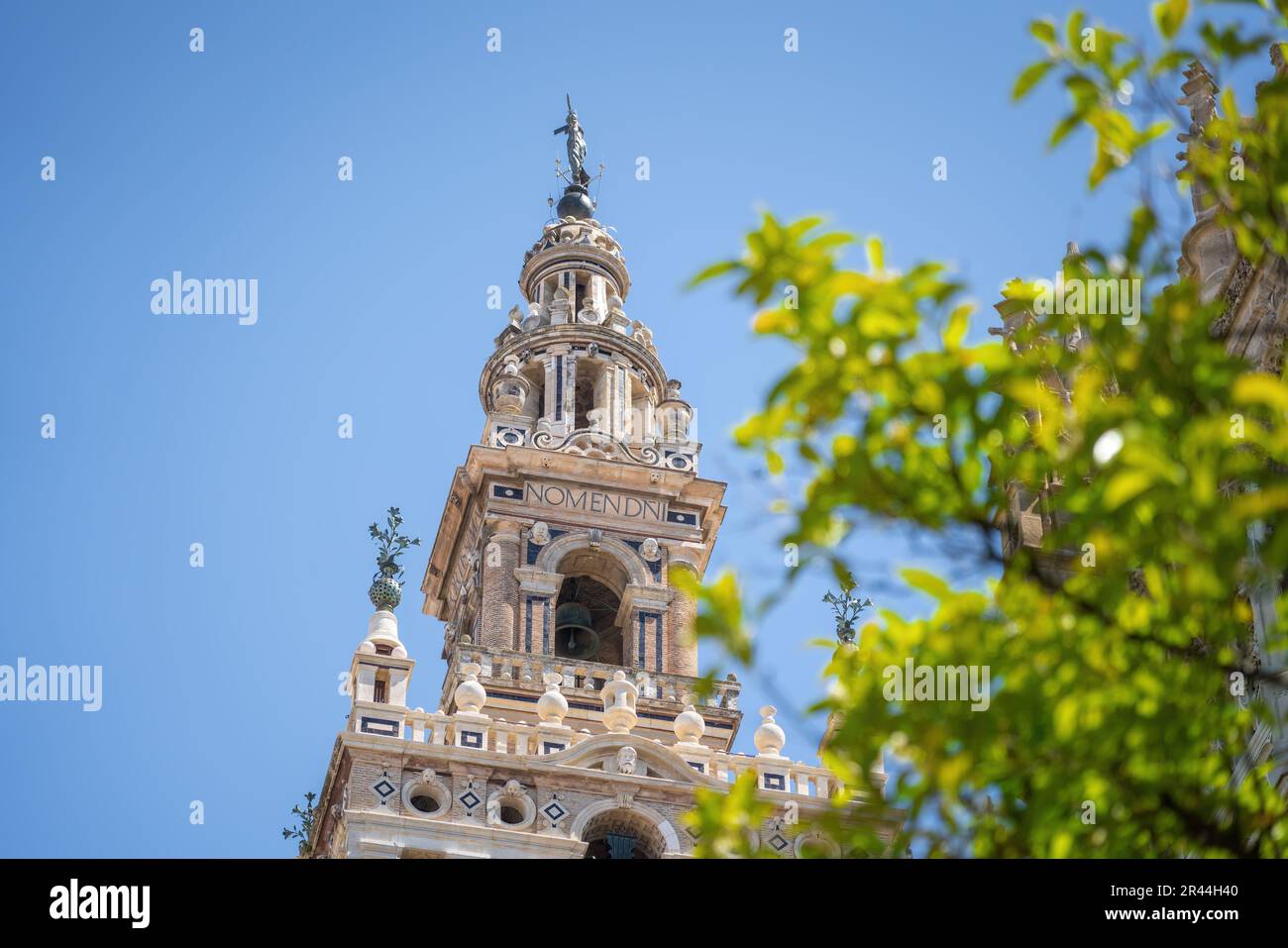 La Giralda - Torre Catedral de Sevilla - Sevilla, Andalucía, España Foto de stock