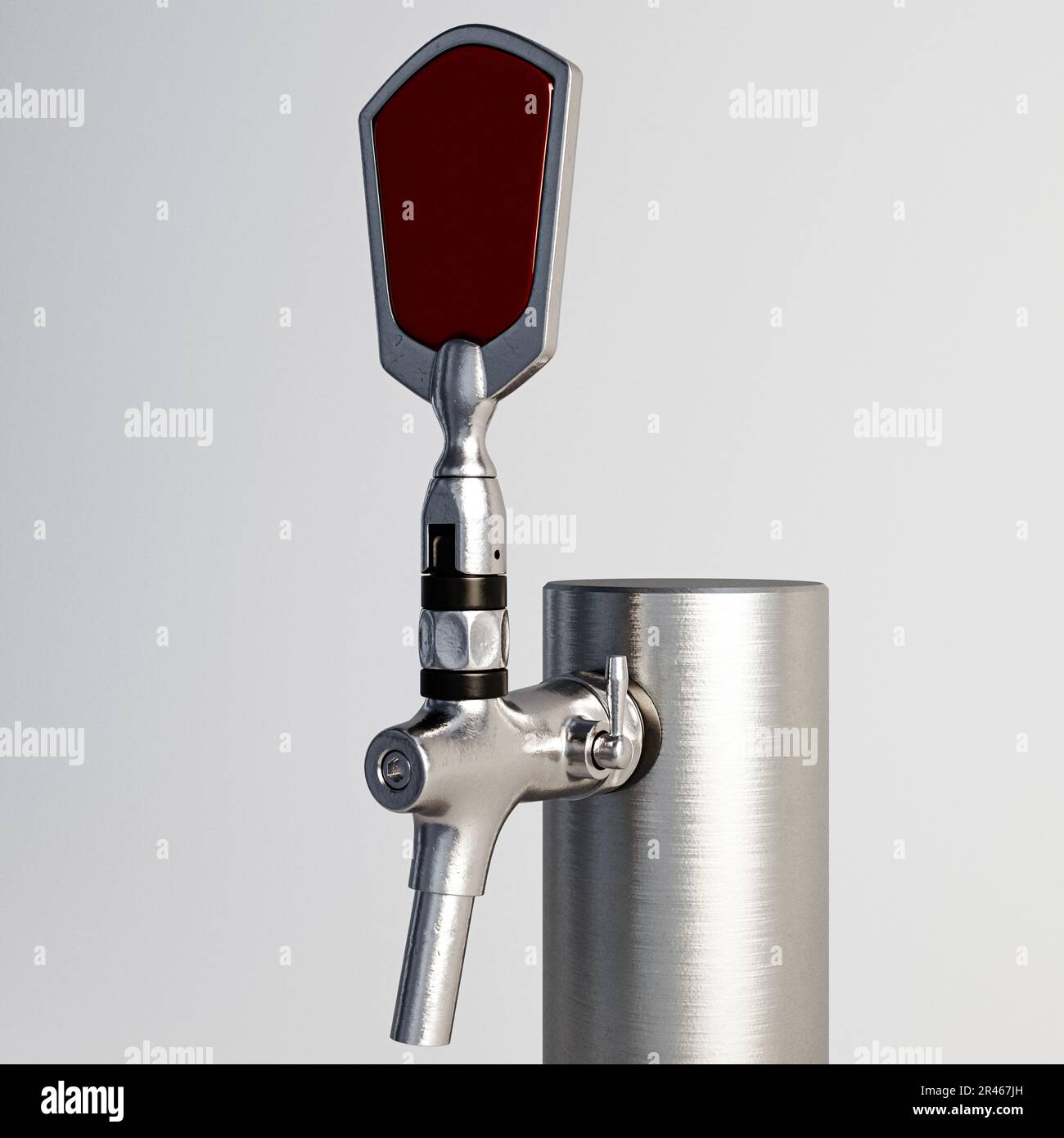 Un grifo de cerveza de barril de concepto hecho de una forma cilíndrica con  accesorios de acero sobre un fondo blanco aislado - render 3D Fotografía de  stock - Alamy