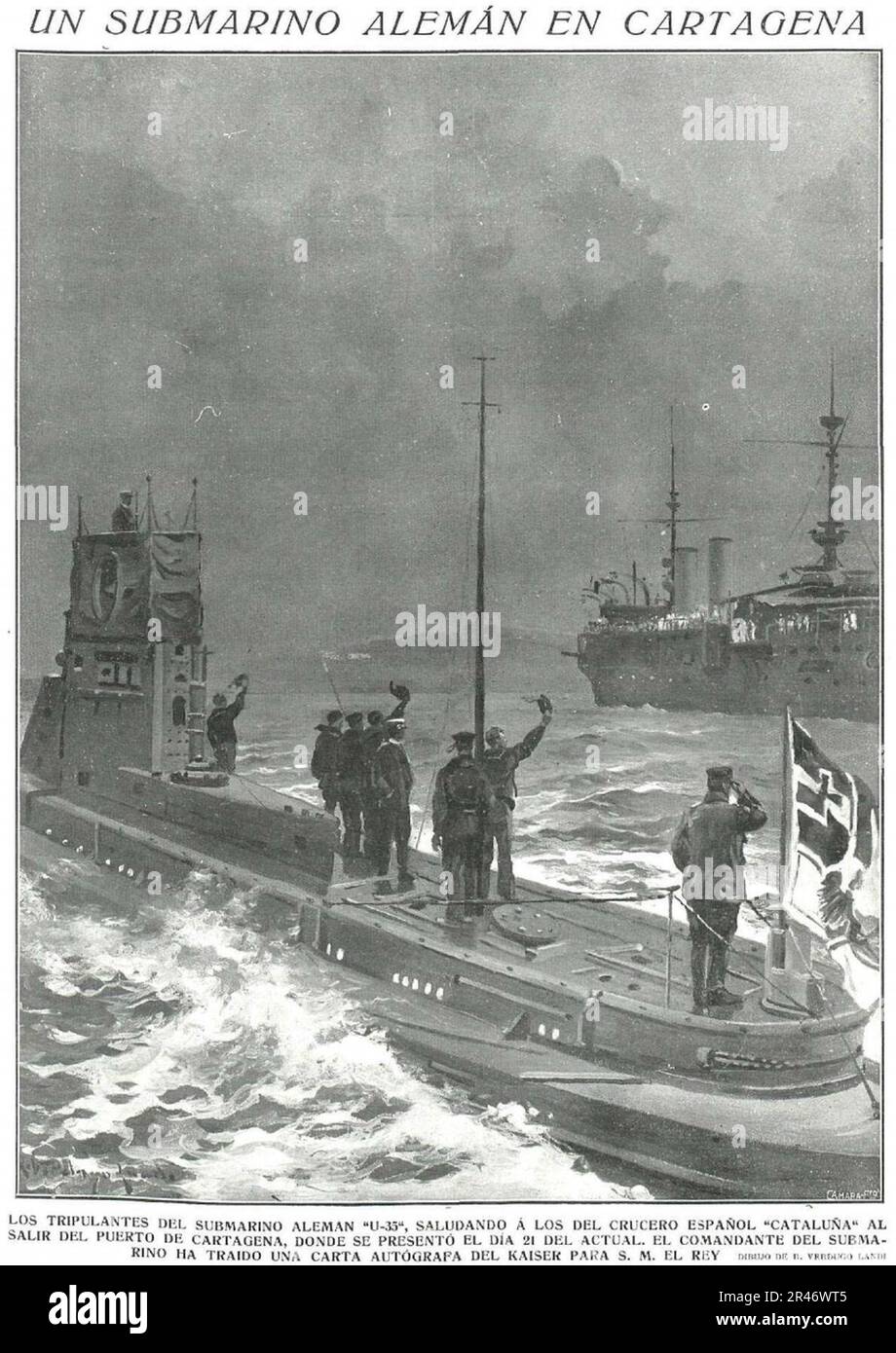 Un submarino alemán en Cartagena Foto de stock