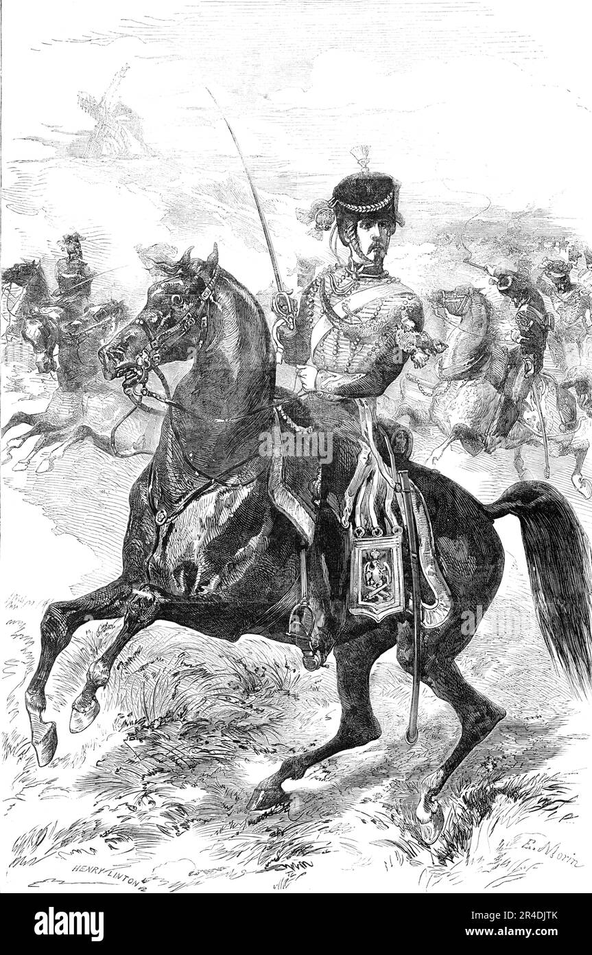 La Guardia Imperial Francesa - Artillería de caballos, 1856. Soldados franceses durante la Guerra de Crimea. De “Illustrated London News”, 1856. Foto de stock