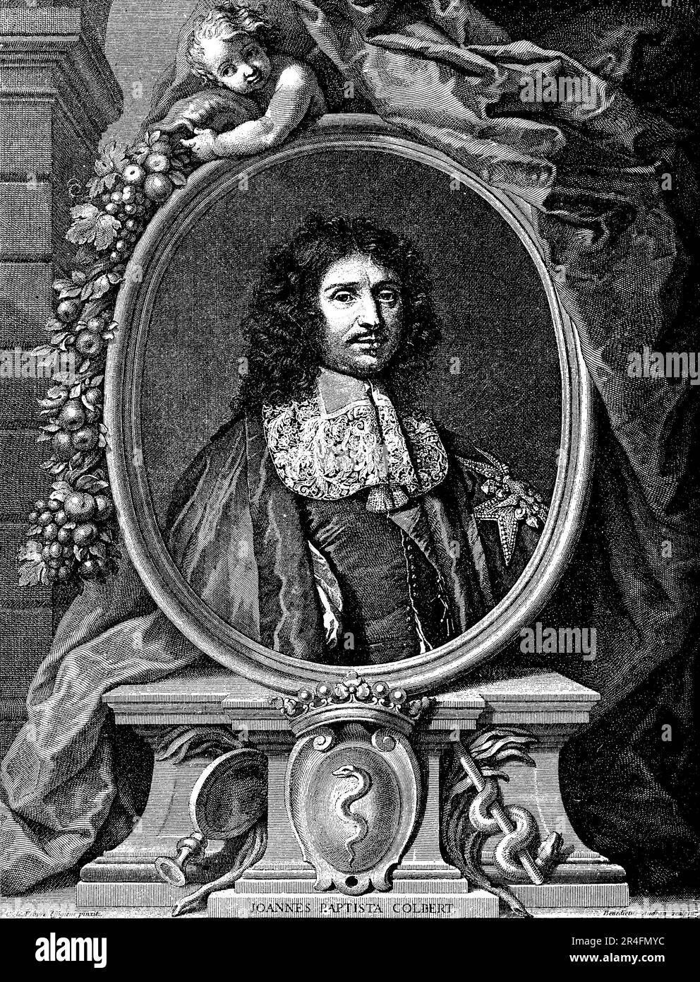 Jean-Baptiste Colbert fue un estadista francés del siglo 17th que sirvió como Ministro de Finanzas bajo el rey Luis XIV Desempeñó un papel clave en la promoción del desarrollo económico de Francia, incluida la expansión de la manufactura, la agricultura y el comercio exterior. Implementó políticas que alentaron el crecimiento de la industria y el comercio, y buscó centralizar y racionalizar la economía francesa. También jugó un papel en la expansión de los territorios franceses en el extranjero, incluyendo el establecimiento de colonias en América del Norte y el Caribe. Es considerado una de las figuras más importantes i. Foto de stock