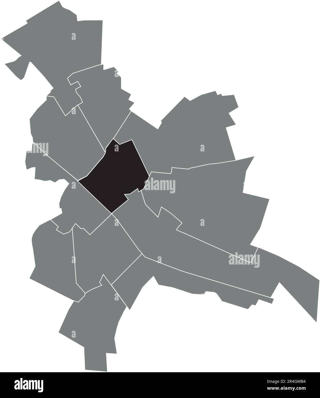 Mapa de localización del CENTRO-VILLE BARRIO, REIMS Ilustración del Vector