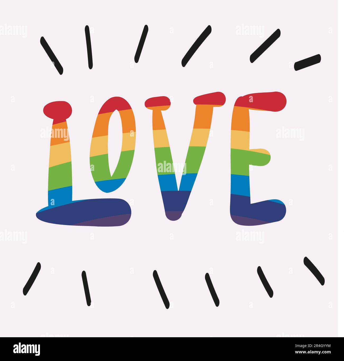 El amor es amor. El amor siempre gana. Ilustración vectorial del desfile del Orgullo. Comunidad LGBT Ilustración del Vector