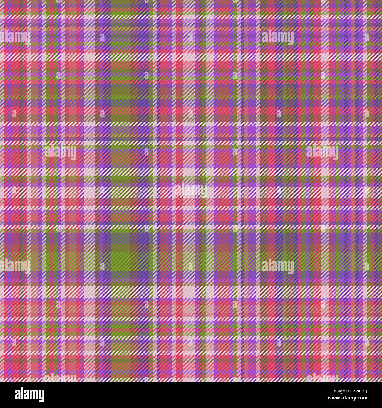 Verificación de tela sin fisuras del vector de fondo de textura con un patrón textil de cuadros tartán en colores púrpura y rojo. Ilustración del Vector