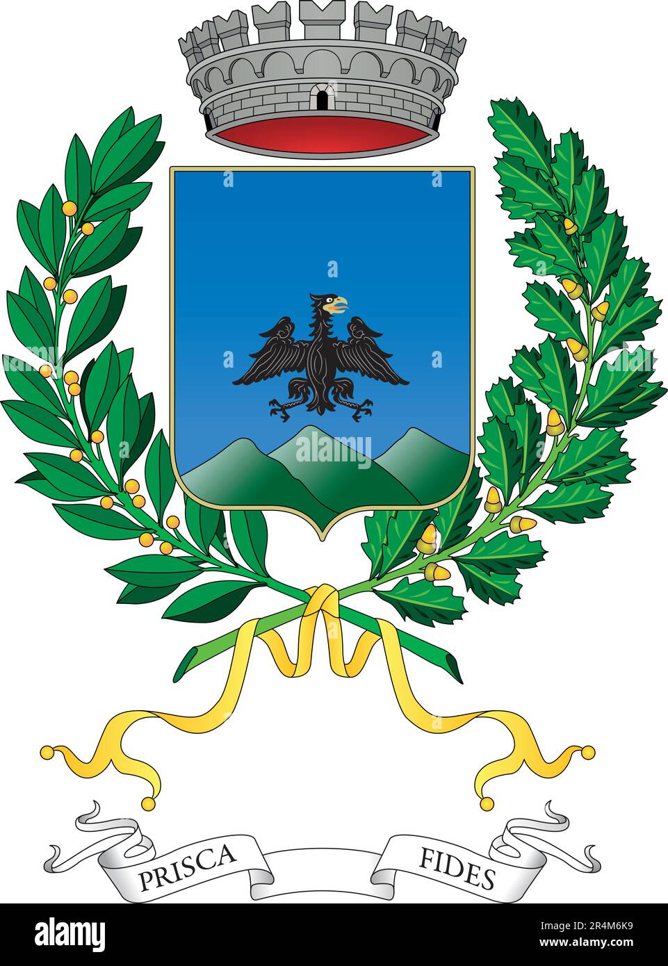 Pavullo nel Frignano, escudo de armas de la ciudad, provincia de Módena, Italia, ilustración vectorial Ilustración del Vector