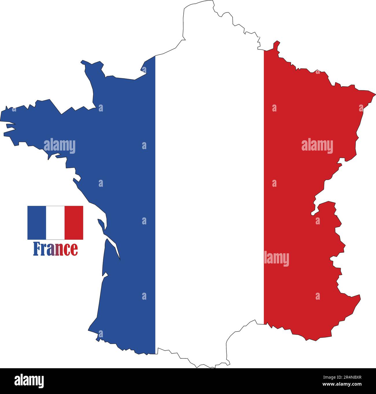 Francia Mapa y Bandera Ilustración del Vector