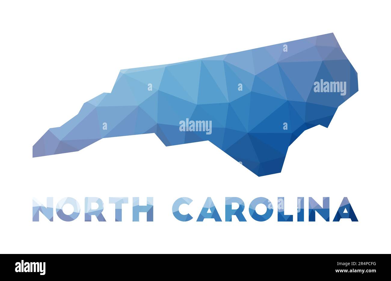 Mapa polivinílico bajo de Carolina del Norte. Ilustración geométrica