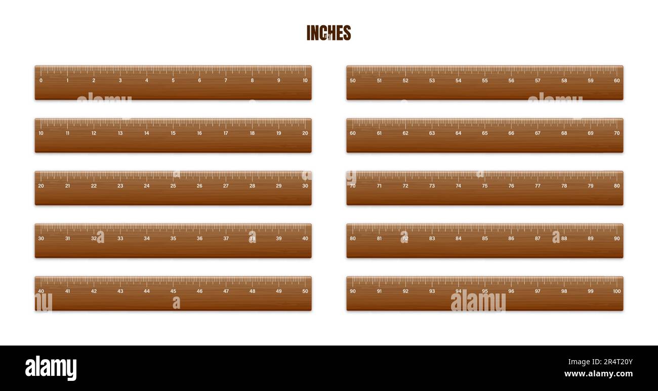 Varias Reglas De Madera Realistas Con Escala De Medición Y Divisiones