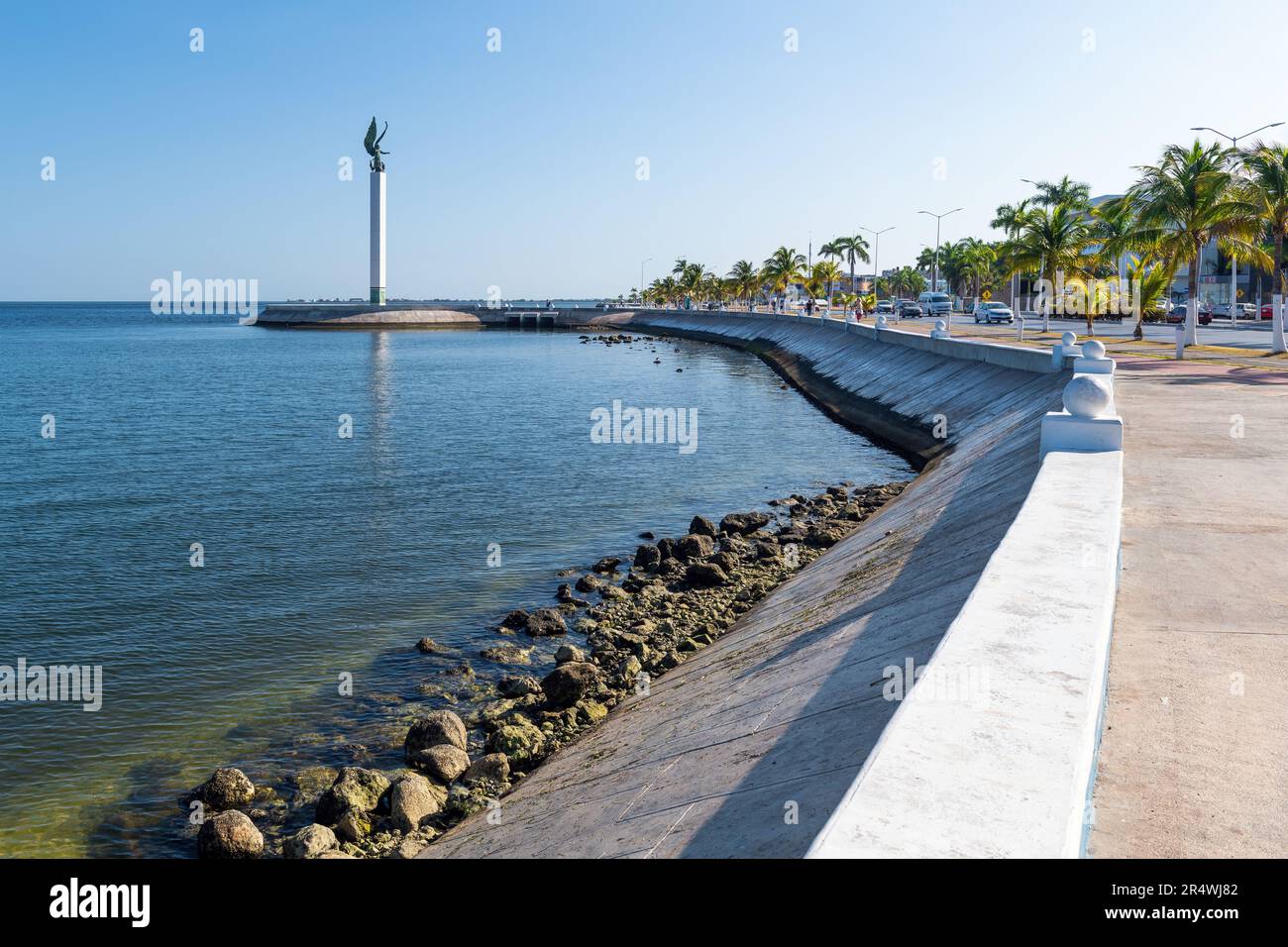 Paseo marítimo de la ciudad de Campeche por el Golfo de México, estado de Campeche, Yucatán, México. Foto de stock