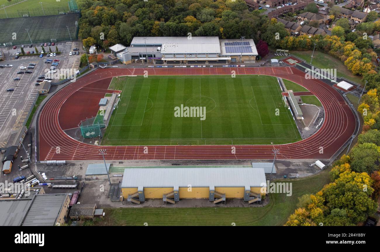 Vista aérea del estadio de Melbourne, sede del Chelmsford City FC. También es conocido por su