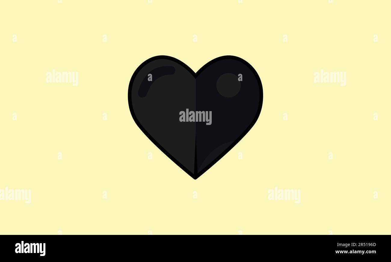 Corazón negro aislado en fondo amarillento claro Ilustración del Vector