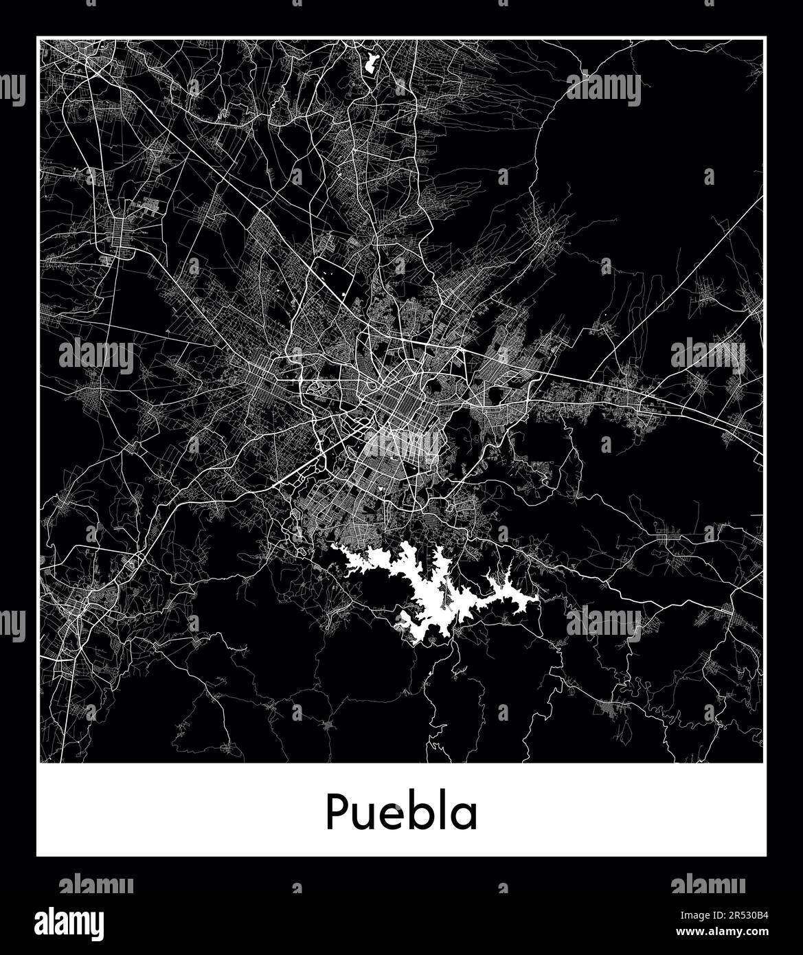 Minimal mapa de Puebla (México América del Norte Imagen Vector de stock