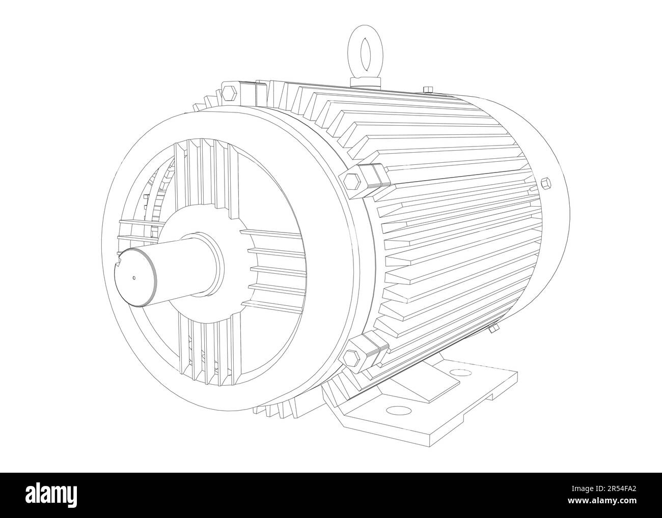 Icono del motor eléctrico sobre fondo blanco. Potencia eléctrica del