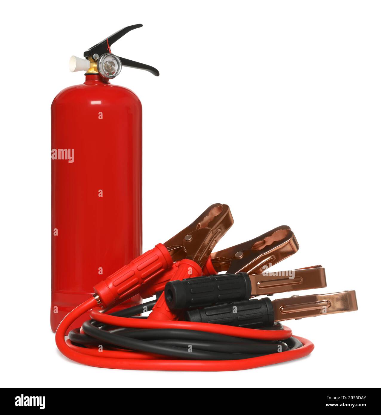 Extintor de incendios de juguete rojo sobre fondo blanco. Artesanía en casa  Fotografía de stock - Alamy