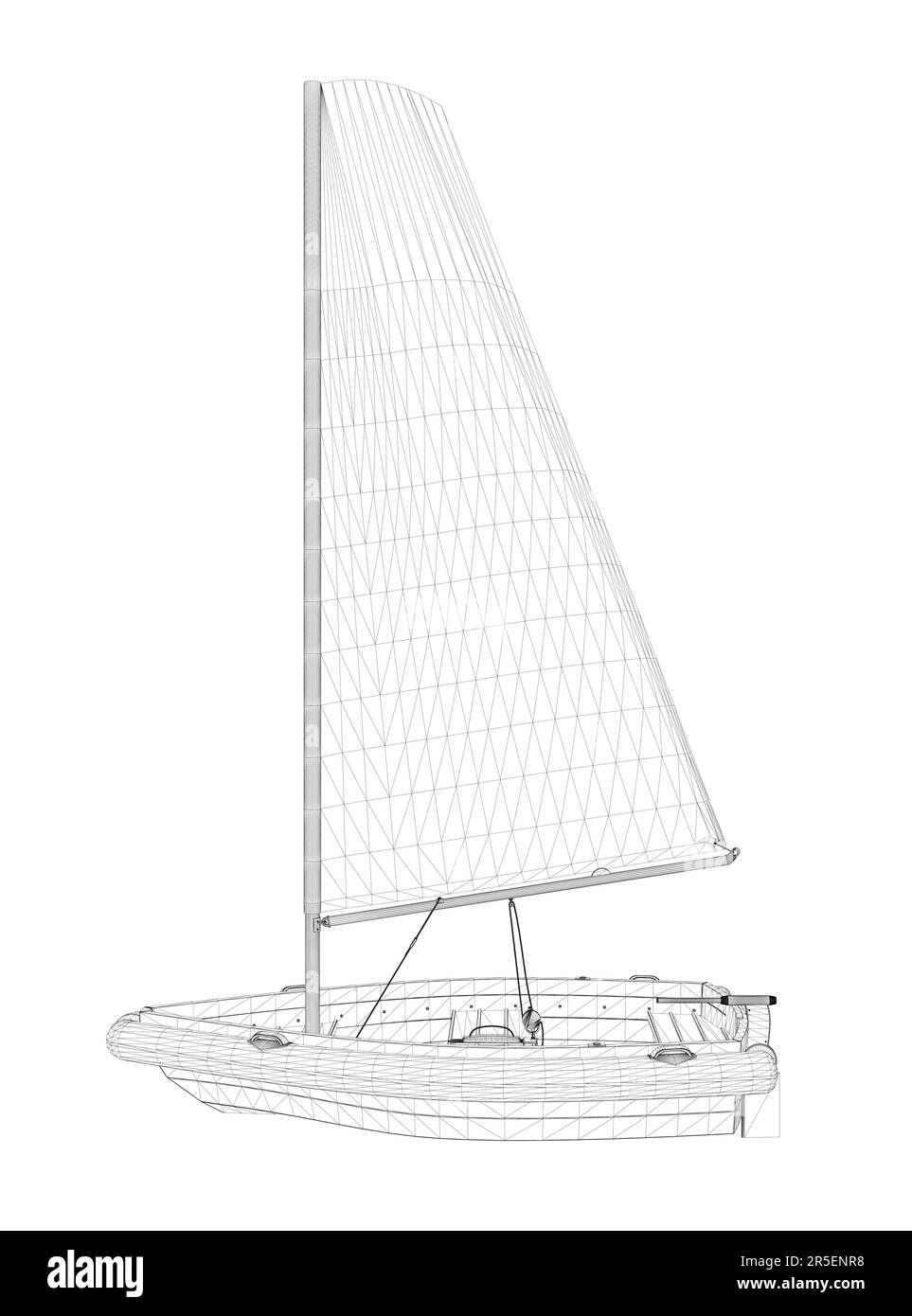 Estructura Alámbrica De Un Pequeño Barco Con Una Vela Hecha De Líneas Negras Aisladas Sobre Un 1846