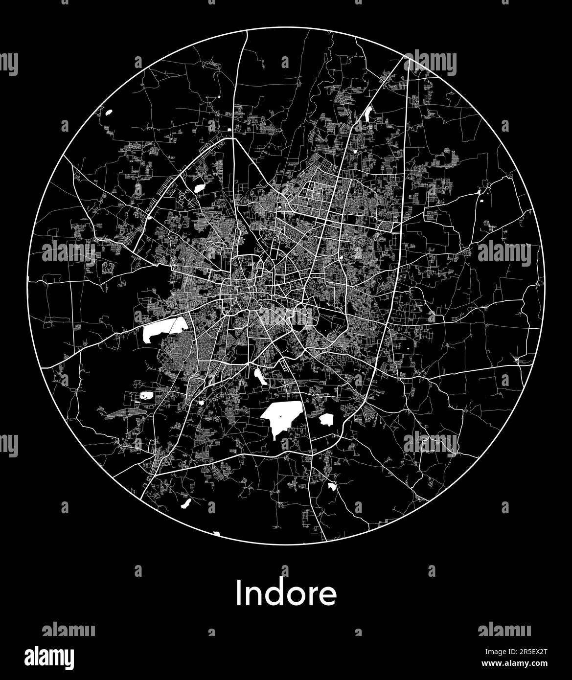 Mapa de la ciudad Indore India Asia ilustración vectorial Imagen Vector