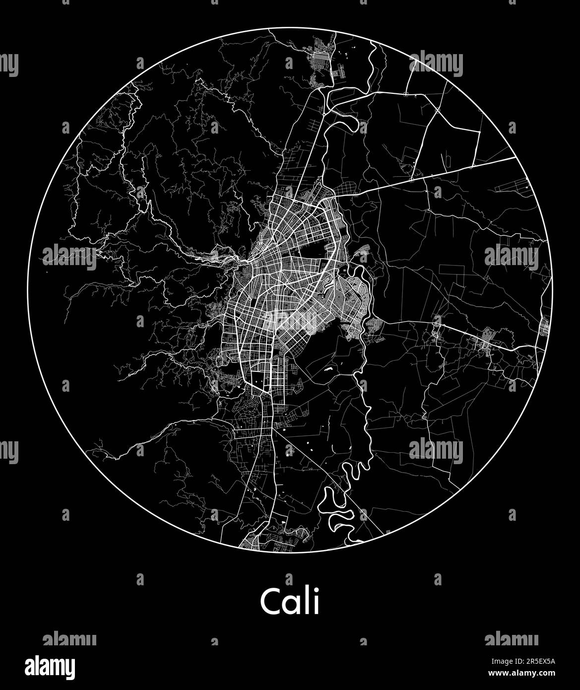 Mapa de la ciudad Cali Colombia América del Sur ilustración vectorial