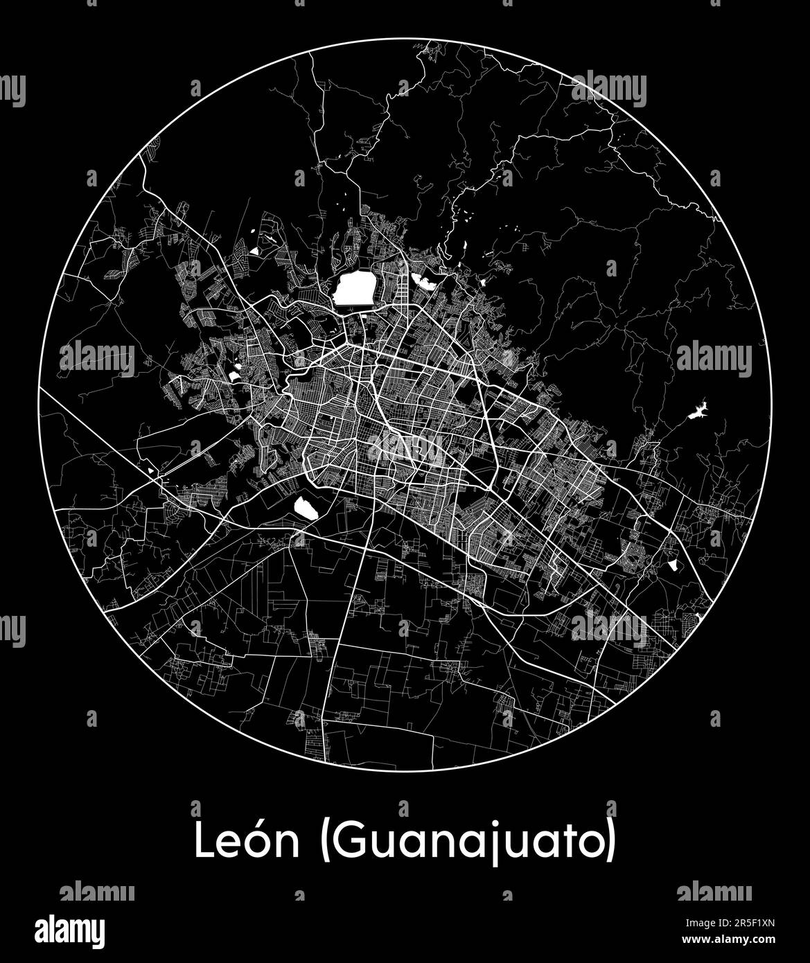 Mapa de la ciudad León (Guanajuato) México América del Norte ilustración vectorial Imagen Vector