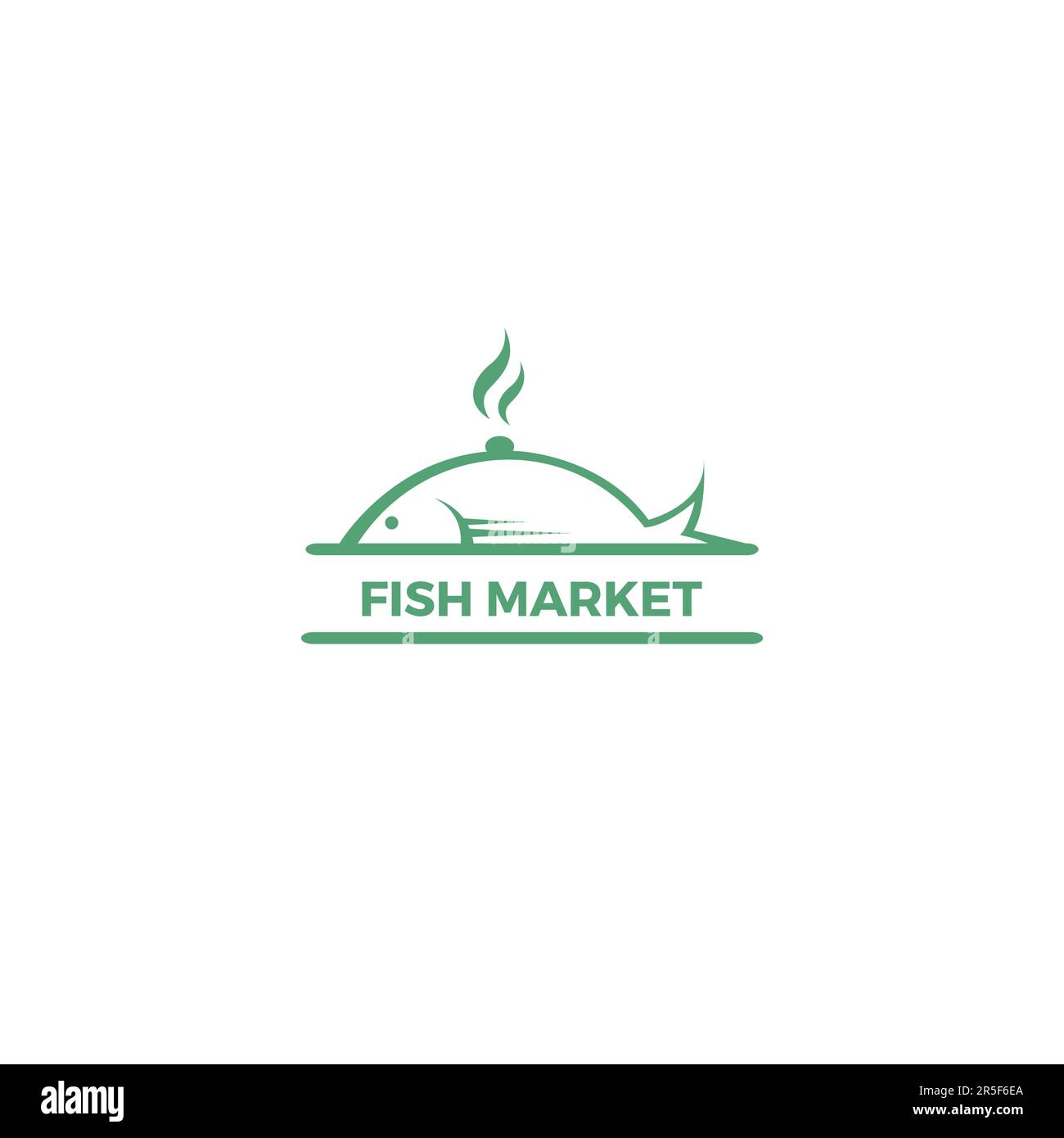 Logotipo del mercado de pescado. Fish Food Diseño de Logo Ilustración del Vector