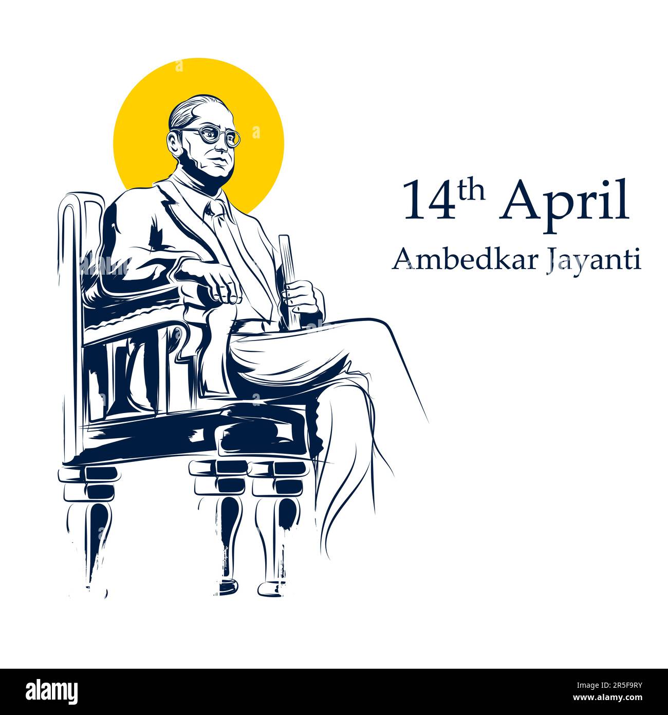 Ilustración del Dr. Bhimrao Ramji Ambedkar con Constitución de la India Por Ambedkar Jayanti el 14 de abril Ilustración del Vector