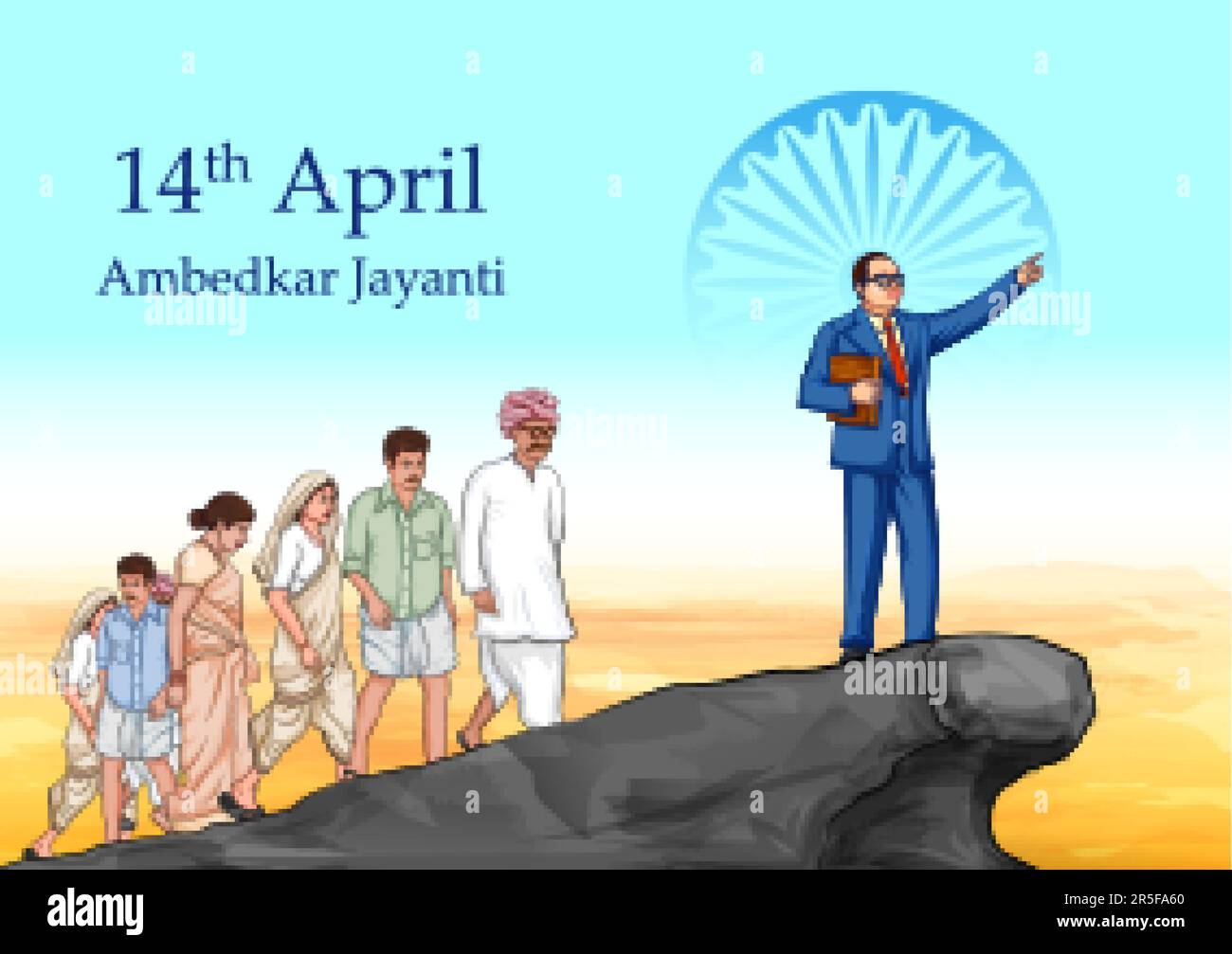 Ilustración del Dr. Bhimrao Ramji Ambedkar con Constitución de la India Por Ambedkar Jayanti el 14 de abril Ilustración del Vector