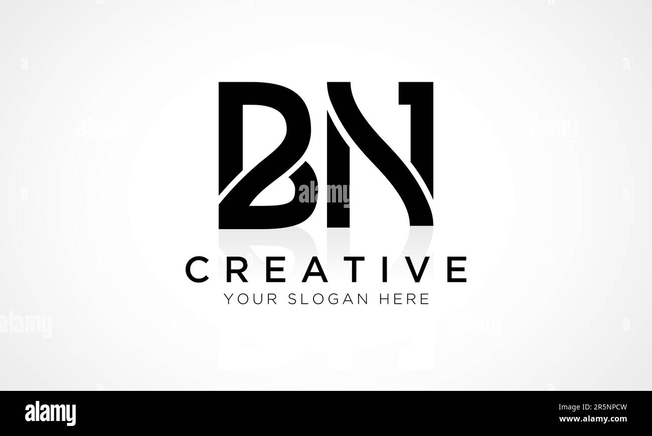 BN Carta Logo Diseño Vector Plantilla. Letra inicial del alfabeto BN Diseño del logotipo con la ilustración brillante del negocio de la reflexión. Ilustración del Vector