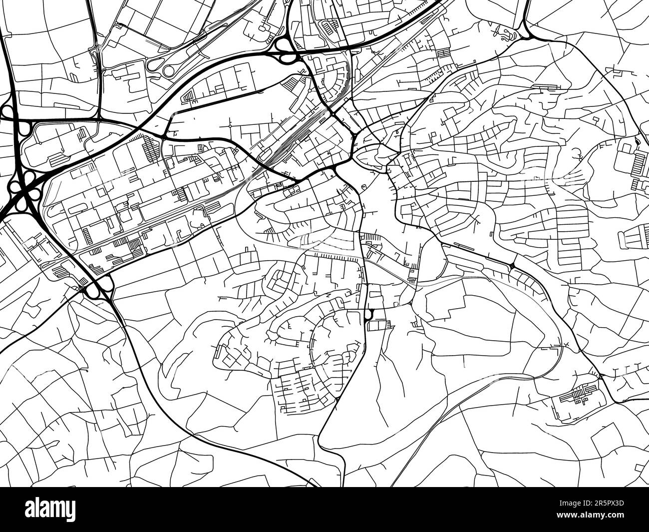 Mapa de carreteras de vector de la ciudad de Boblingen en Alemania sobre un fondo blanco. Foto de stock