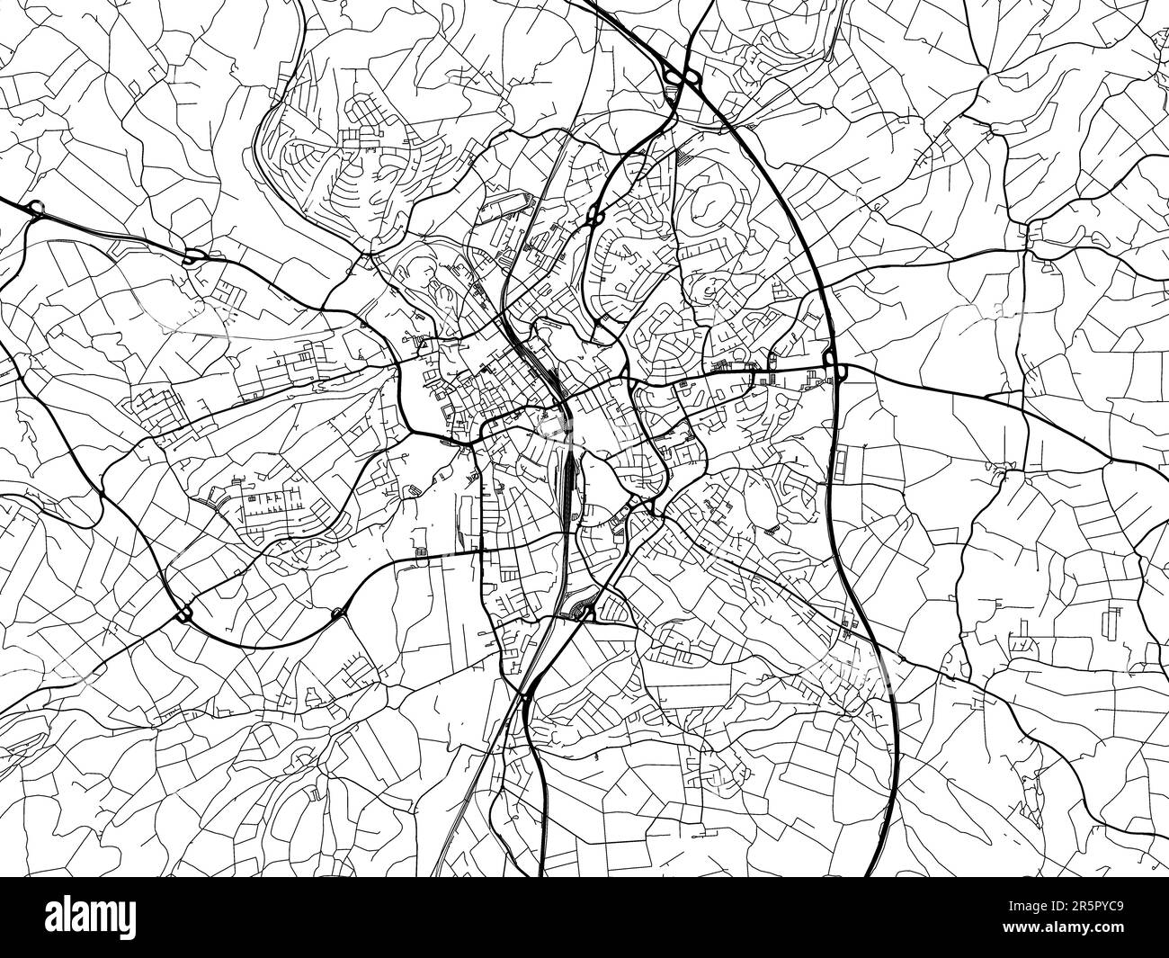 Vector mapa de carreteras de la ciudad de Fulda en Alemania sobre un fondo blanco. Foto de stock