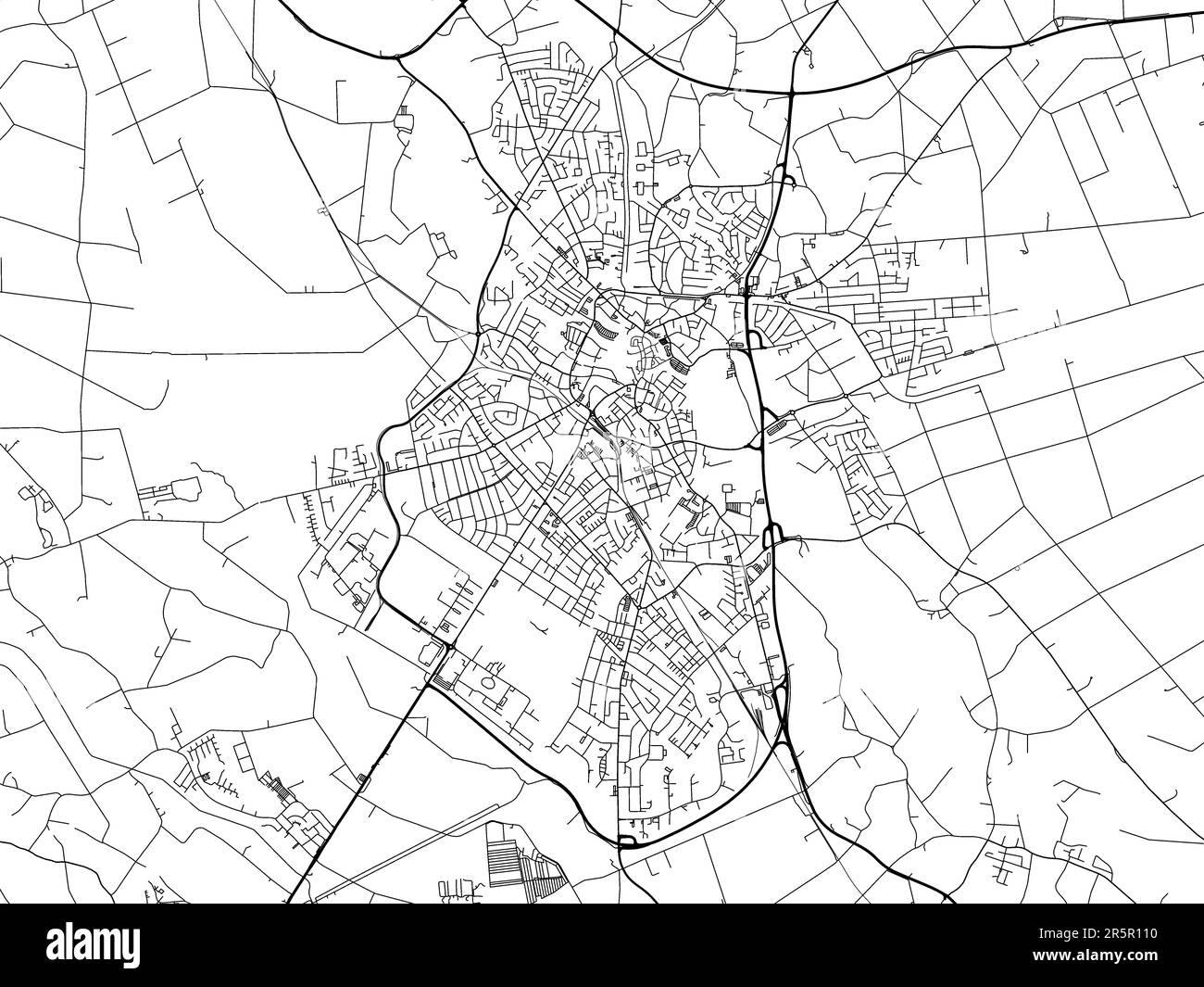 Vector mapa de carreteras de la ciudad de Nordhorn en Alemania sobre un fondo blanco. Foto de stock