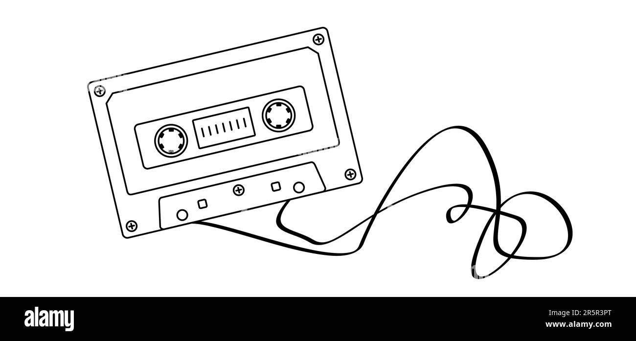 Cassette de disco de audio viejo de plástico de dibujos animados