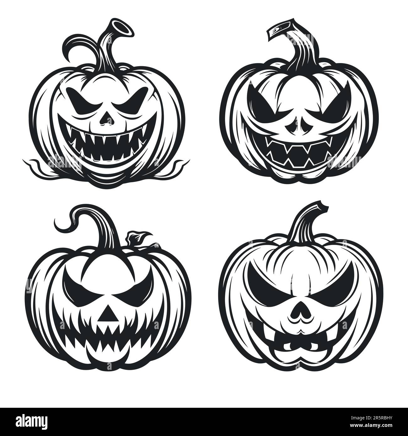 Conjunto de calabazas de halloween dibujo. ilustración vectorial Ilustración del Vector