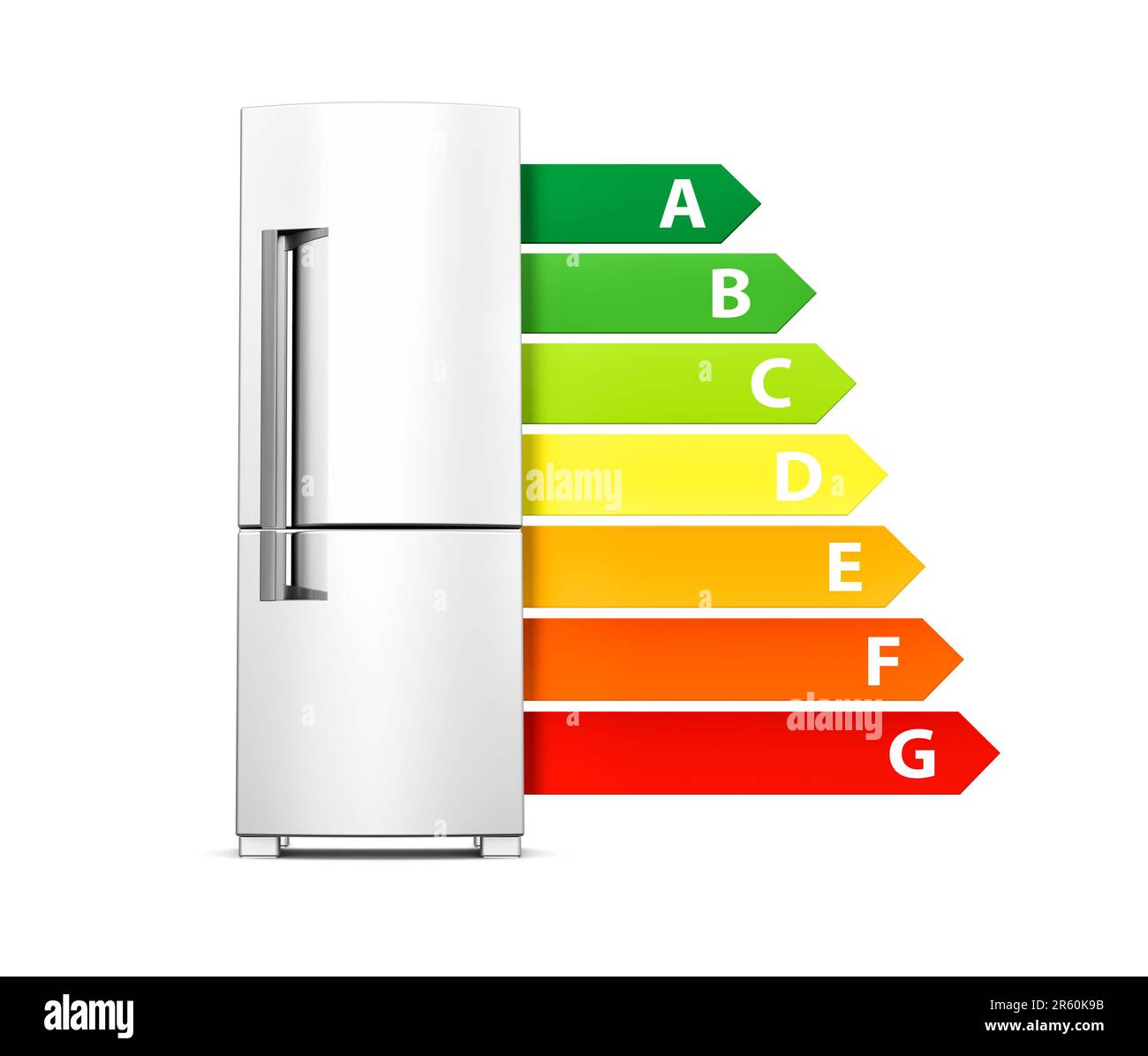 Refrigerador con clases de eficiencia energética. Etiqueta energética de la Unión Europea