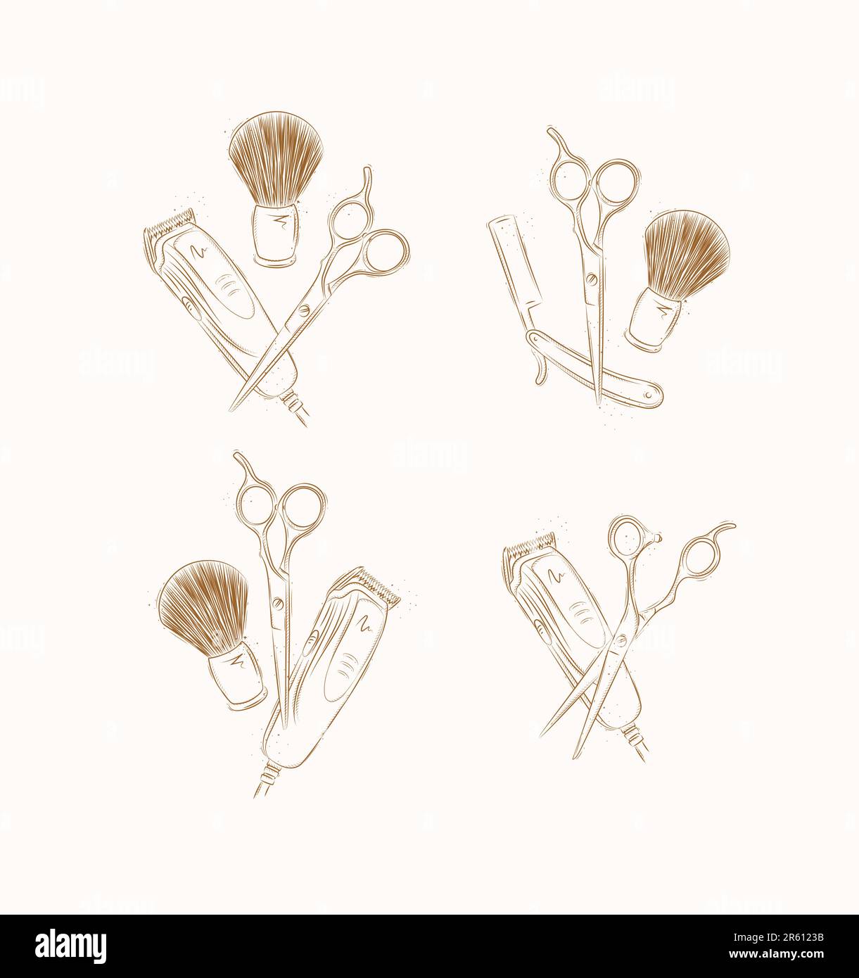 Barbería tienda de dibujos animados con silla, accesorios profesionales  para el afeitado y corte de pelo, perfume aislado vector ilustración Imagen  Vector de stock - Alamy