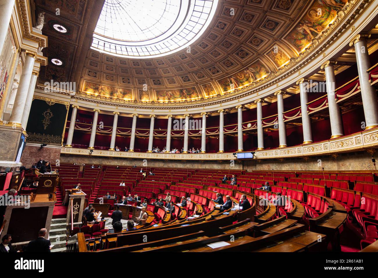 Vista del hemiciclo de la Asamblea Nacional francesa en el Palais
