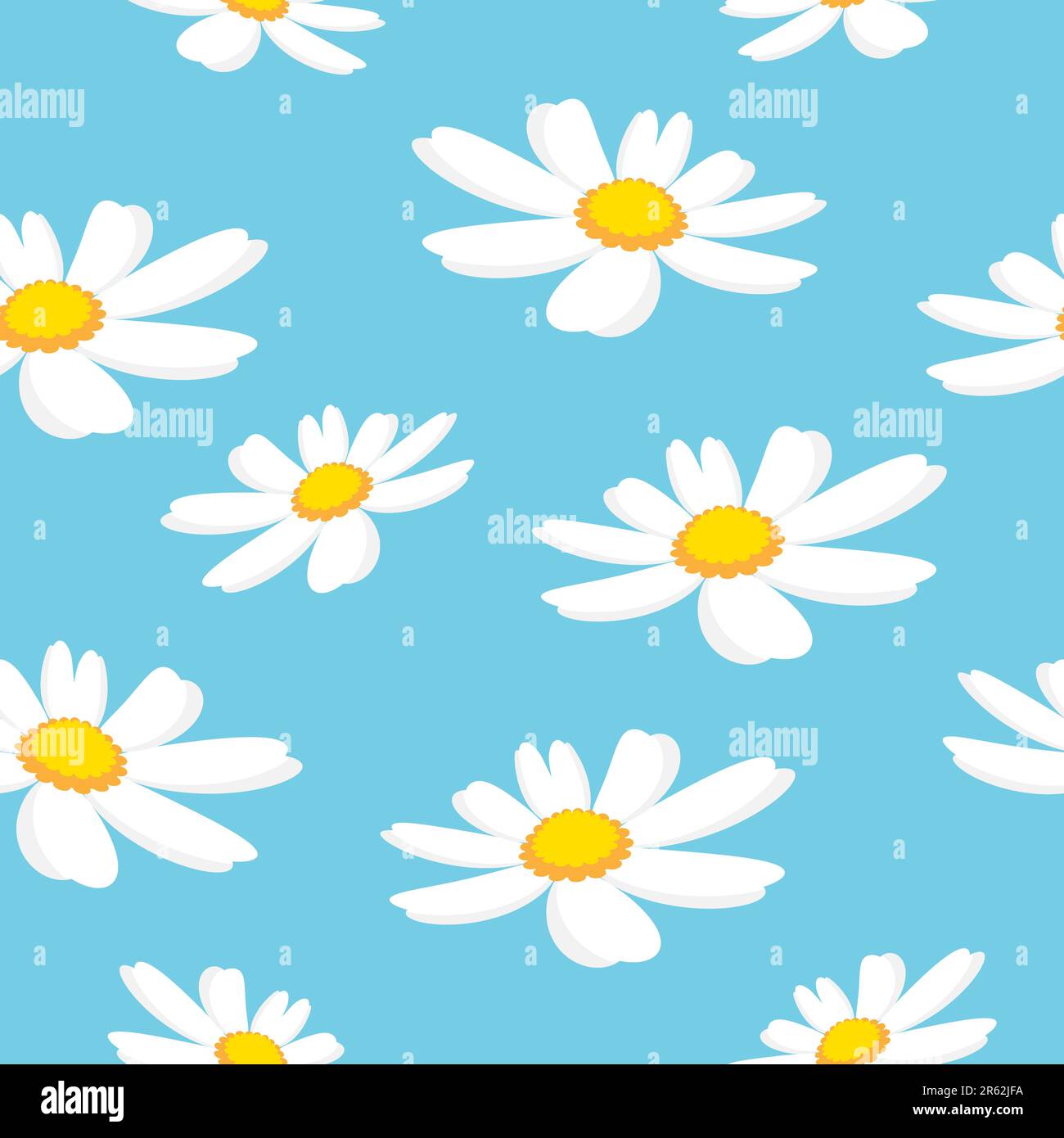 Daisy Flor sin fisuras sobre ilustración de fondo azul. Pretty floral Pattern para imprimir. Ilustración del Vector